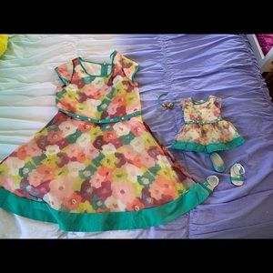 AG doll Matching Spring dress for doll and child